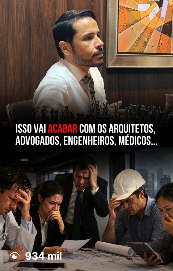 Reels 'Isso vai acabar com os arquitetos, advogados, engenheiros, médicos' com 934 mil visualizações